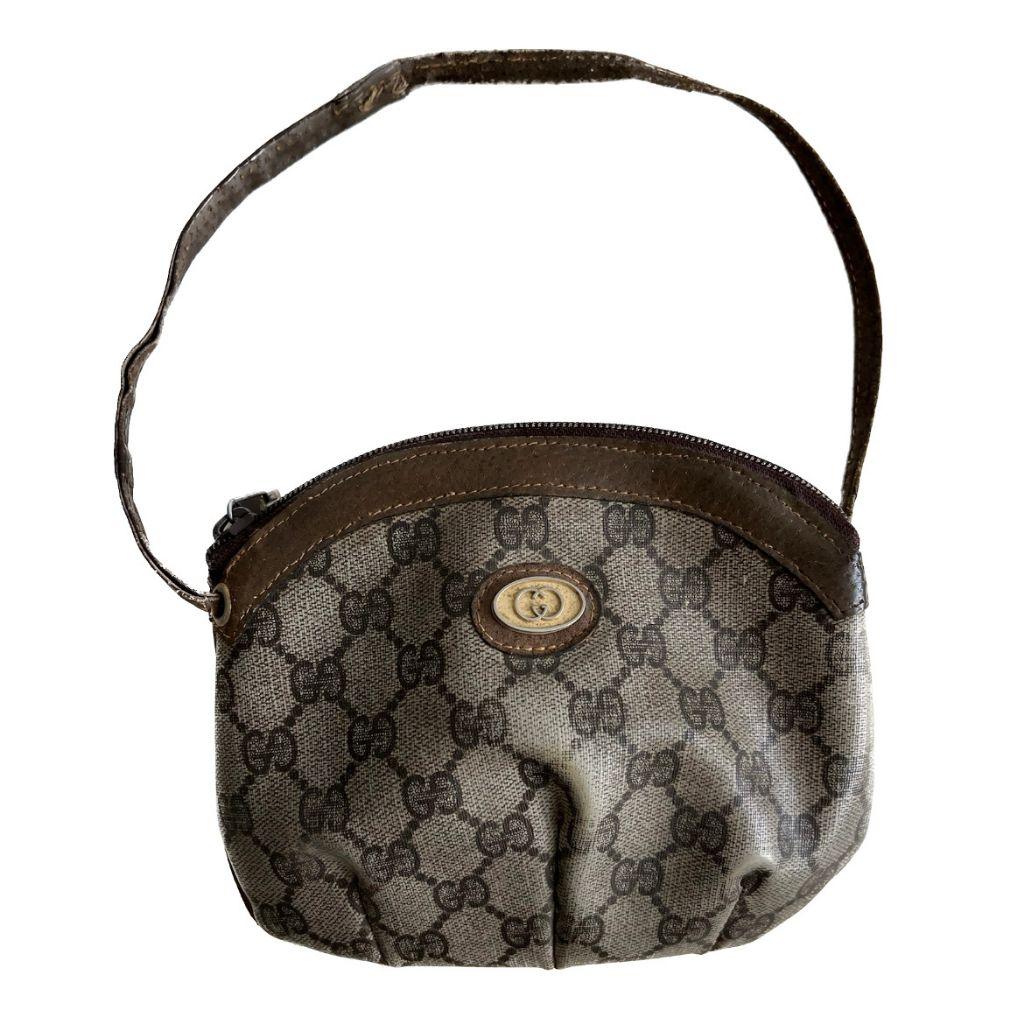GUCCI GG Supreme Pouch PVC Leather Beige